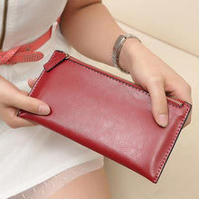 Samplaner Genuine Leather Slim Women Wallets Double Zipper Clutch Bag Ladies Long Wallet Card Holders Purses Clutch Wallets