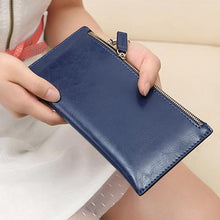 Samplaner Genuine Leather Slim Women Wallets Double Zipper Clutch Bag Ladies Long Wallet Card Holders Purses Clutch Wallets