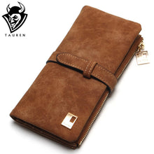 Fashion Women Wallets Drawstring Nubuck Leather Zipper Wallet Women's Long Design Purse Two Fold More Color Clutch