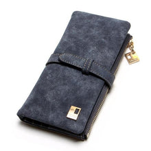 Fashion Women Wallets Drawstring Nubuck Leather Zipper Wallet Women's Long Design Purse Two Fold More Color Clutch