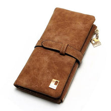 Fashion Women Wallets Drawstring Nubuck Leather Zipper Wallet Women's Long Design Purse Two Fold More Color Clutch
