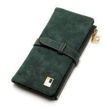Fashion Women Wallets Drawstring Nubuck Leather Zipper Wallet Women's Long Design Purse Two Fold More Color Clutch