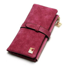 Fashion Women Wallets Drawstring Nubuck Leather Zipper Wallet Women's Long Design Purse Two Fold More Color Clutch