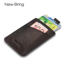 NewBring Small Genuine Leather Clutch Wallet Men Credit Card & ID Holders Fame Compact Mini Purse Cash Women Card Holder Sleeve