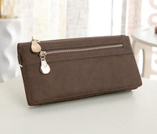 Fashion Women Wallet Elegant Dull Polish Leather Wallets 2 Zippers Hasp Clutch Female Leather Wallet Women Purses