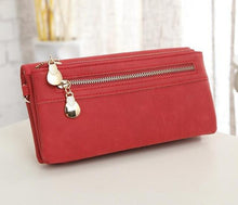 Fashion Women Wallet Elegant Dull Polish Leather Wallets 2 Zippers Hasp Clutch Female Leather Wallet Women Purses