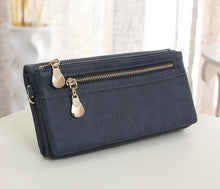 Fashion Women Wallet Elegant Dull Polish Leather Wallets 2 Zippers Hasp Clutch Female Leather Wallet Women Purses