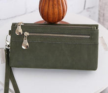 Fashion Women Wallet Elegant Dull Polish Leather Wallets 2 Zippers Hasp Clutch Female Leather Wallet Women Purses