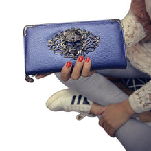 Fashion Metal Skull Pattern PU Leather Long Wallets Women Wallets Portable Casual Lady Cash Purse Card Holder
