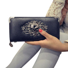 Fashion Metal Skull Pattern PU Leather Long Wallets Women Wallets Portable Casual Lady Cash Purse Card Holder