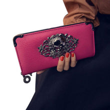 Fashion Metal Skull Pattern PU Leather Long Wallets Women Wallets Portable Casual Lady Cash Purse Card Holder