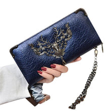 Fashion Metal Skull Pattern PU Leather Long Wallets Women Wallets Portable Casual Lady Cash Purse Card Holder