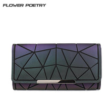 Brand Design Women Long Wallets Purse Geometry Luminous Clutch Female Phone Bag Three Fold Card Holder Carteira