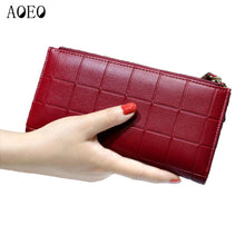 Women Leather Purse Plaid Wallets Long Ladies Colorful Walet Red Clutch 10 Card Holder Coin Bag Female Double Zipper Wallet Girl