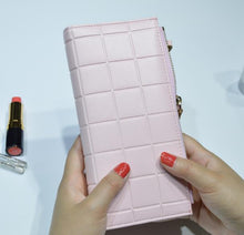 Women Leather Purse Plaid Wallets Long Ladies Colorful Walet Red Clutch 10 Card Holder Coin Bag Female Double Zipper Wallet Girl