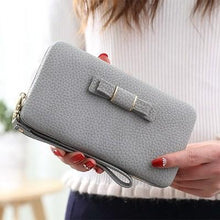 Purse bow wallet female famous brand card holders cellphone pocket PU leather women money bag clutch women wallet