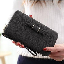 Purse bow wallet female famous brand card holders cellphone pocket PU leather women money bag clutch women wallet