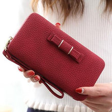 Purse bow wallet female famous brand card holders cellphone pocket PU leather women money bag clutch women wallet
