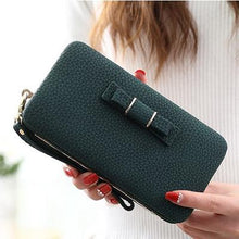 Purse bow wallet female famous brand card holders cellphone pocket PU leather women money bag clutch women wallet