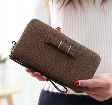 Purse bow wallet female famous brand card holders cellphone pocket PU leather women money bag clutch women wallet