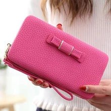 Purse bow wallet female famous brand card holders cellphone pocket PU leather women money bag clutch women wallet