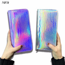 AOEO Hologram Wallet Female Clutch Long Holographic Ladies Bag Girl With Zipper Coin Purse Card Id Holders Women Wallets Handy