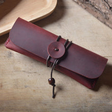 Handmade genuine leather pencil bag retro stationery cowhide pen case holder school office supplies pens pouch traveler gift