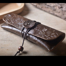 Handmade genuine leather pencil bag retro stationery cowhide pen case holder school office supplies pens pouch traveler gift