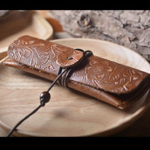Handmade genuine leather pencil bag retro stationery cowhide pen case holder school office supplies pens pouch traveler gift