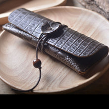 Handmade genuine leather pencil bag retro stationery cowhide pen case holder school office supplies pens pouch traveler gift