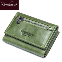 Contact's Genuine Leather Women Wallets 2018 New Design Fashion Female Purse Trifold Zipper Cash Photo Holder Wallet For Woman