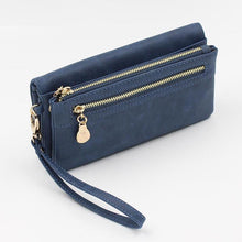 Women's Purse Long Design PU Leather Women's Long Wallet Female High Capacity Double Zippers Clutch Purse Wristlet
