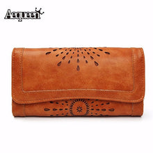 AEQUEEN Wallets Women Leather Long Purse Women Coin Purses Brand Designer Purse Lady Foldable Wallet Credit Card Holder Clutch