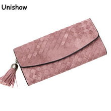 Fashion Knitting Women purse tassel women wallet long clasp female money bag brand lady wallet clutch  new Carteira Feminino