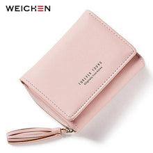 WEICHEN Tassel Pendant Design Small Clutch Wallets For Women, Coin Purses Card Holders Invoice Pocket PU Leather Female Lady Bag