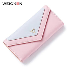WEICHEN  New Geometric Envelope Clutch Wallet For Women, PU Leather Hasp Fashion Design Wallet For Phone Money Bags Coin Purse